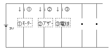 並列接続につながった機器の電流回路