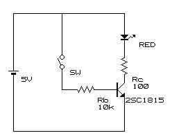 トランジスタスイッチング回路図2-LED