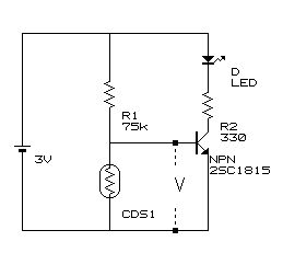 CDSでLED点灯回路1